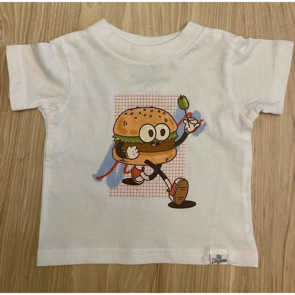 Kid Dangerous Los Angeles T-Shirt Hamburger Size 3-6 Mo Short Sleeve White NWT